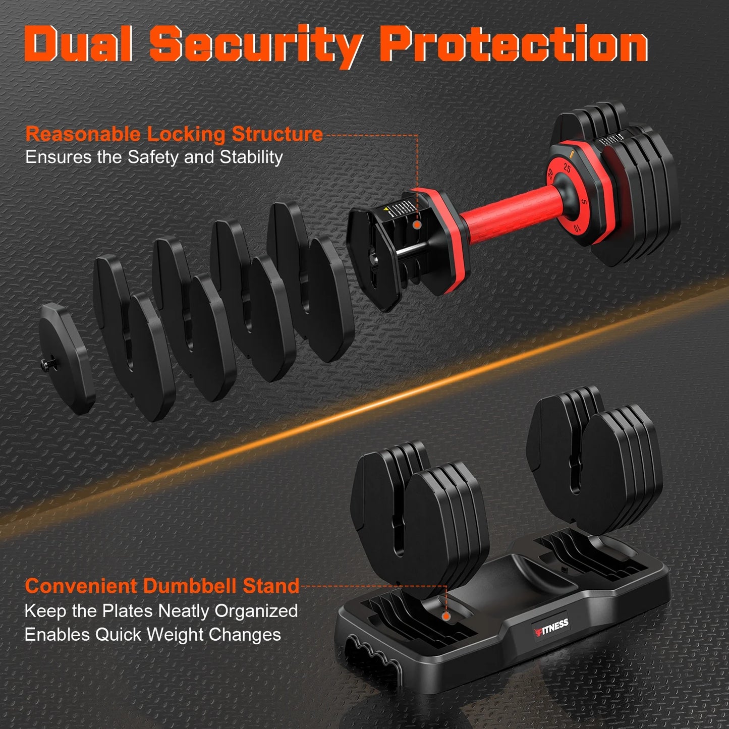 25Lb 5 in 1 Adjustable Dumbbell Free Weights Plates and Rack - Hand Weights for Women and Men - Adjust Weight for Home Gym Full Body Workout Fitness